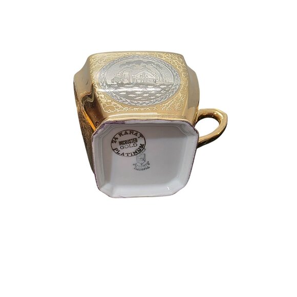 5 Arzberg Bavaria Tea Set Antique German Porcelain 24k Gold Platinum Medallion - Picture 6 of 10